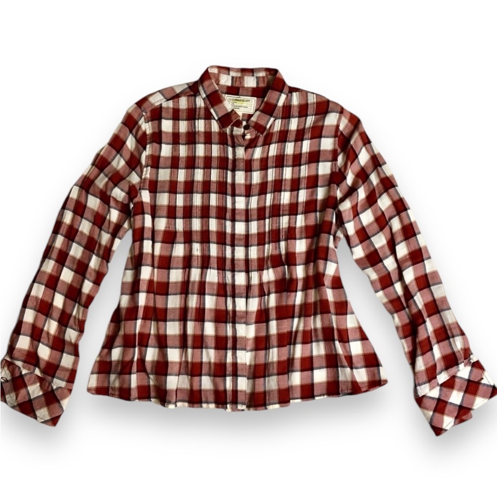CURRENT/ELLIOTT The Lucy Tuck Blouse Plaid Button Front Size 1 (S/M)